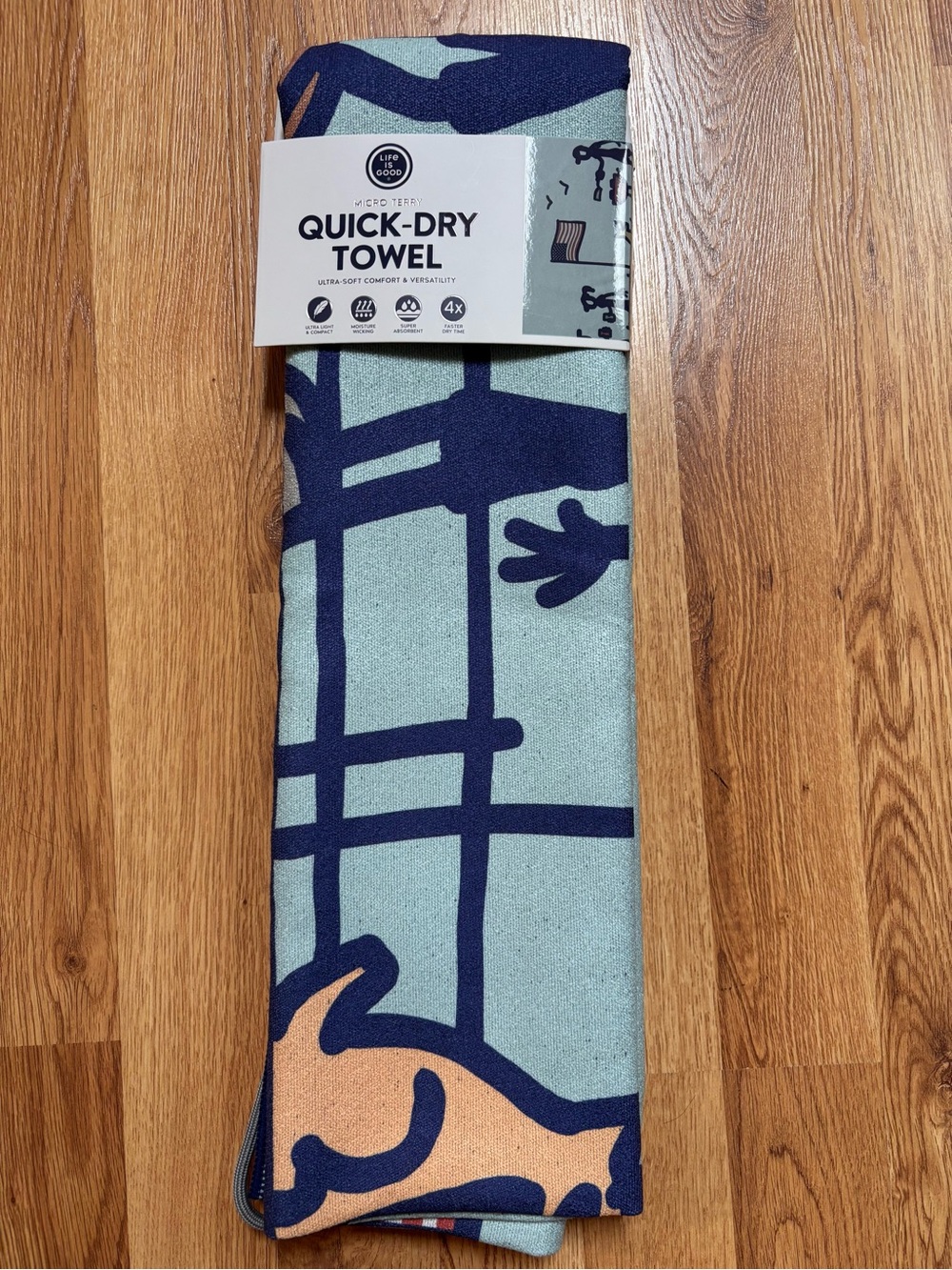 Life is Good Quick-Dry Beach Towel Chillin & Grillin Blue New